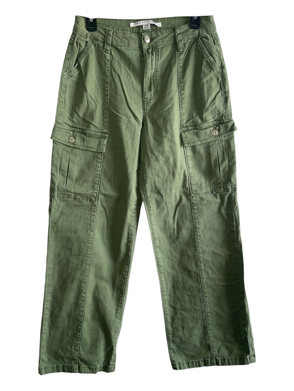 Celebrity Pink Olive Green Straight-Leg Cargo Jeans size 9/29